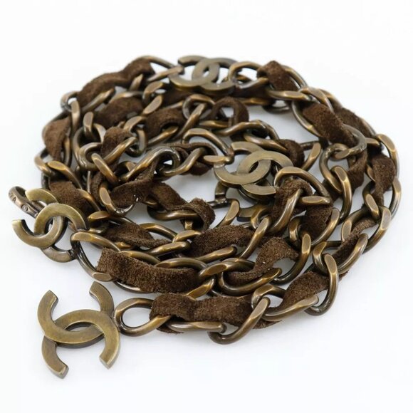 CHANEL Chain belt belt A07928Y02269 Vintage processing COCO Mark MARRON Br... - Picture 3 of 12